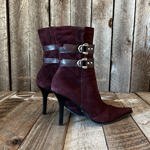 Diba Gillian Vintage Burgundy Suede Leather Boot Size 39 - Picture 4 of 7